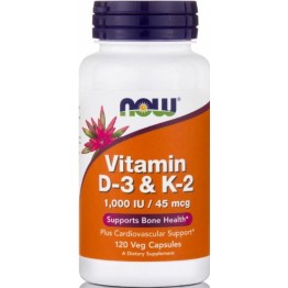 VITAMIN D-3 & K-2 (ΒΙΤΑΜΙΝΗ D-3 & ΒΙΤΑΜΙΝΗ Κ-2) NOW FOODS 120vcaps NOW FOODS